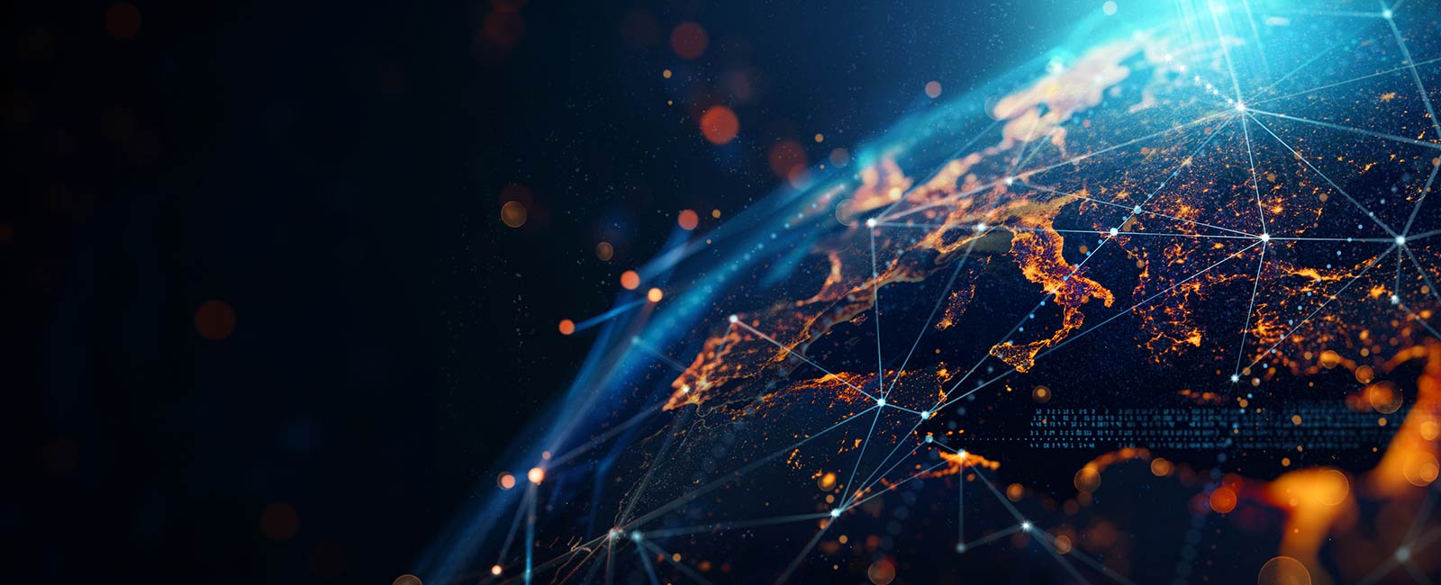 Dynamic digital world map emphasizes global network