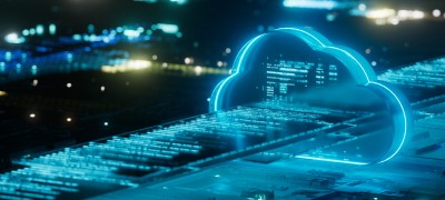 An illustration of a cloud filled with data icons.